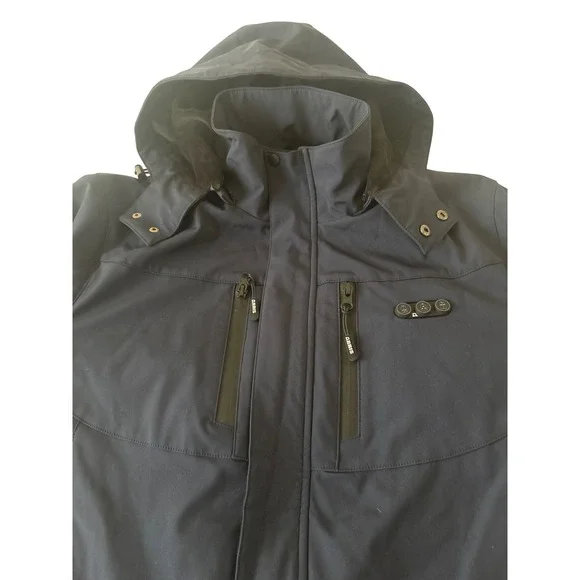 ARRIS Women L Heated Navy Blue‎ Hooded Zip Up Ski Snow Jacket Outerwear